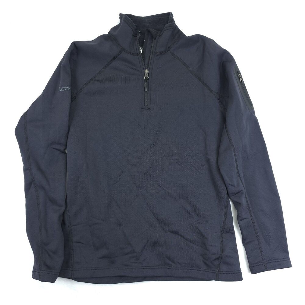 Marmot Quarter Zip Fleece Logo Sweater Womens Large Black Outdoor Pullover